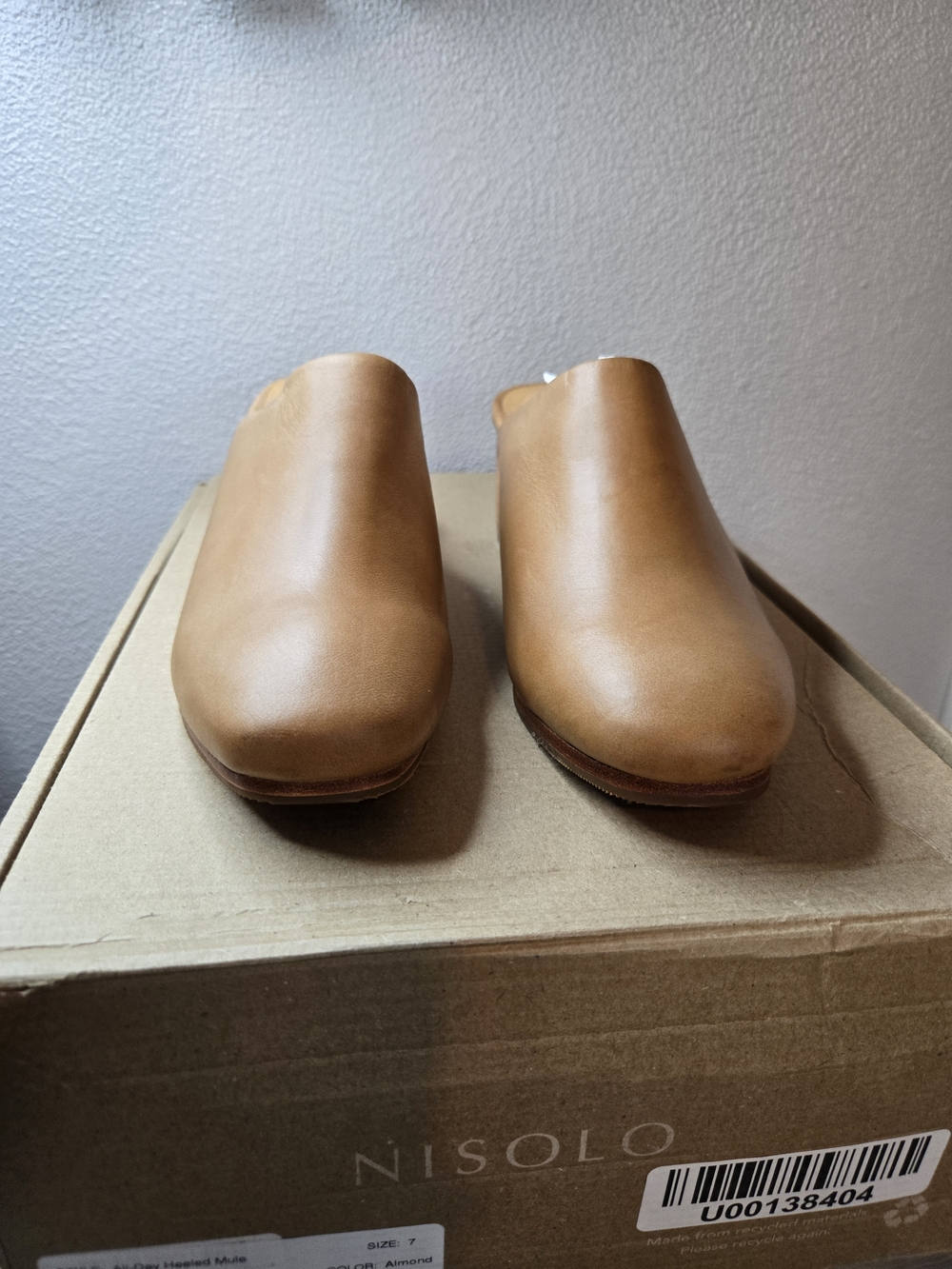 Nisolo Women's Tan All Day Heeled Leather Mule - Sz 7 Store Returns - Picture 3 of 11